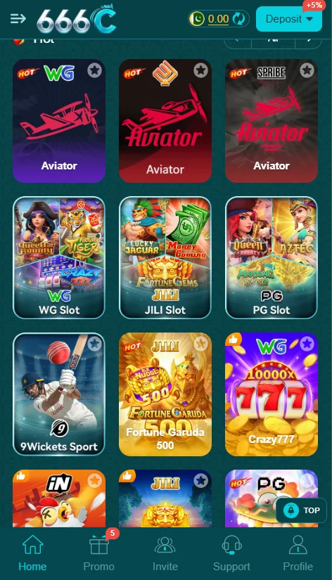 C666 Game APK Main Dashboard Interface