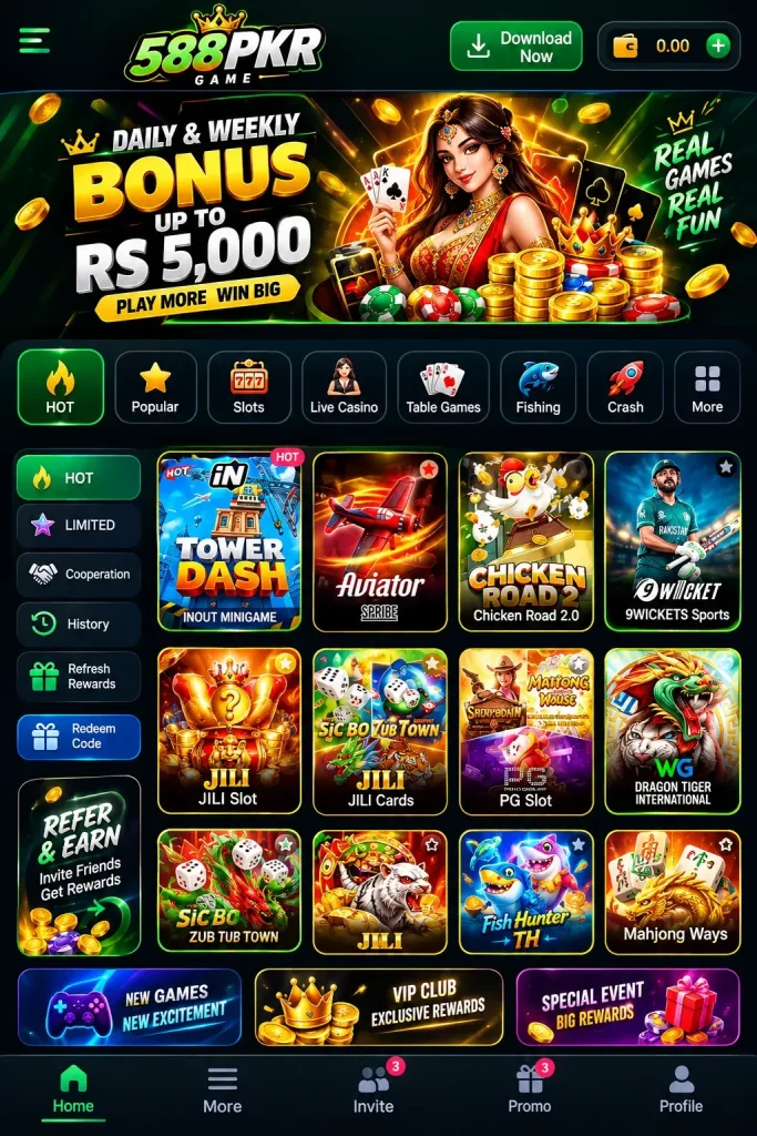 588pkr Game APK Lobby Interface