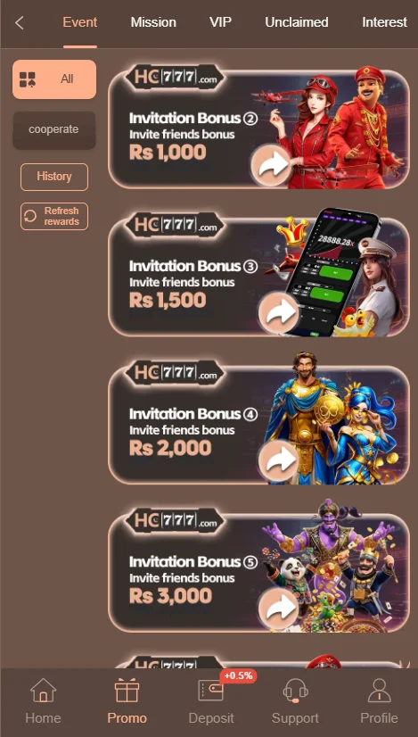 HC777 Game app Promotions