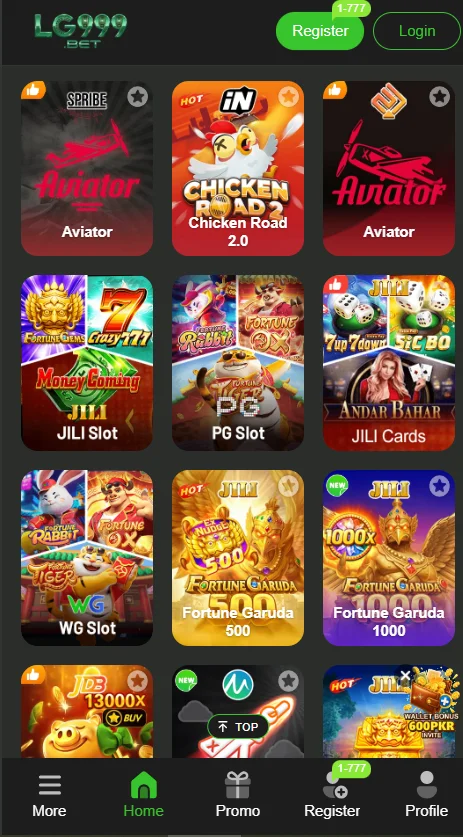LG999 Game Main Lobby Interface