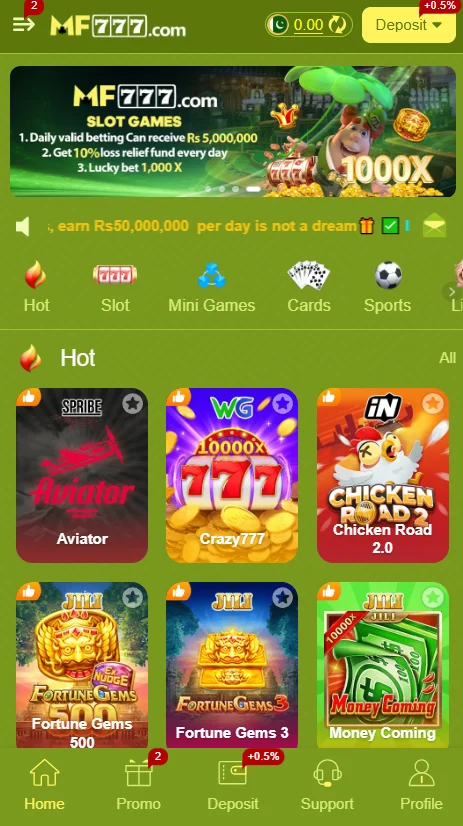 MF777 Game APK interface