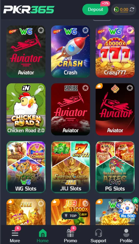 PKR365 Game APK Interface