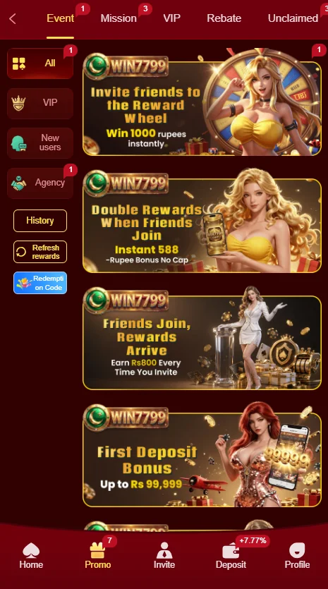 Win7799 App Rewards and Promotions
